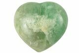 Polished Fluorescent Green Fluorite Heart - Madagascar #256192-1